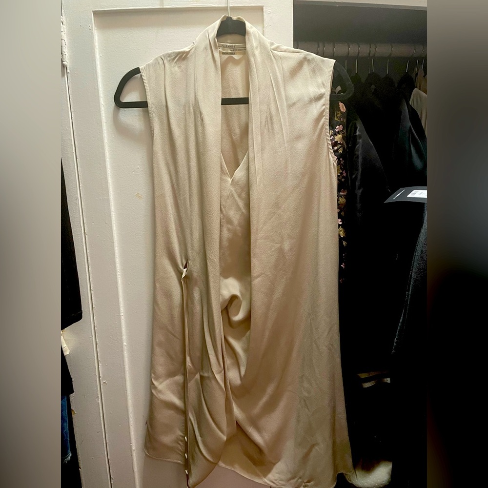ALLSAINTS Silk Sleeveless Wrap Sheath Dress Size